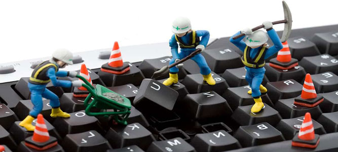 Trabajadores haciendo mantenimiento web